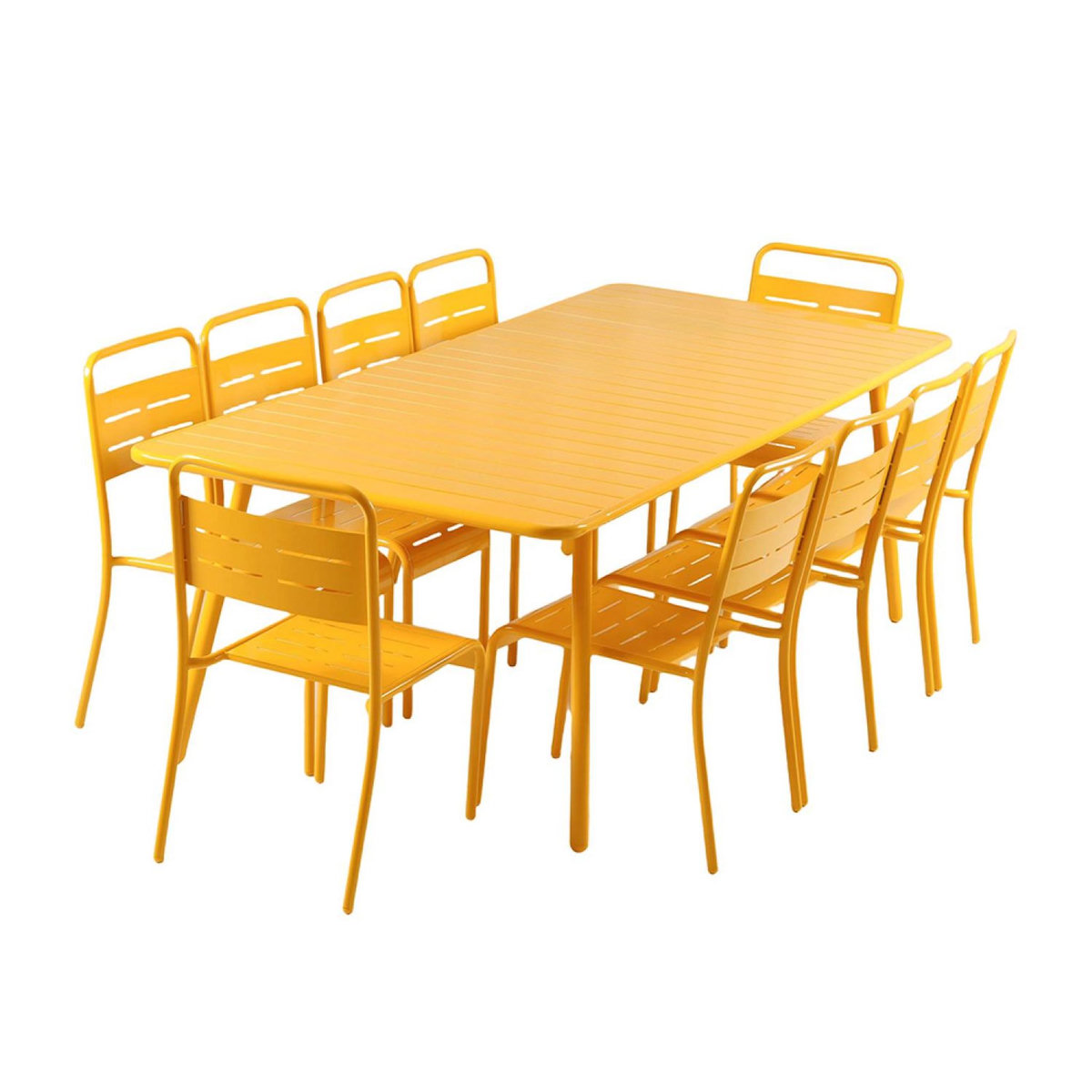 CONCEPT USINE Ensemble table de jardin 234 cm et 10 chaises jaune BERGAME