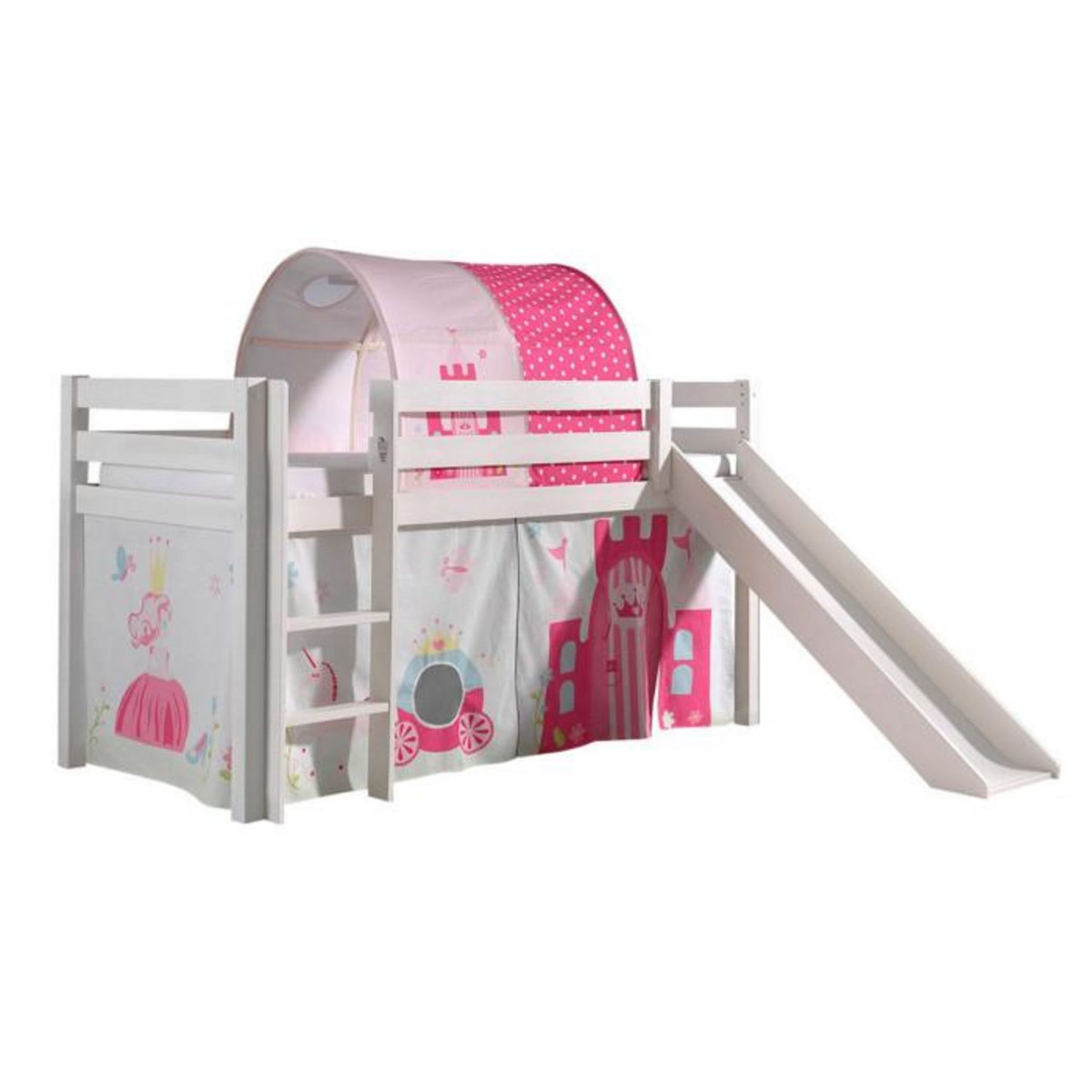 Paris Prix Pack - Lit Enfant, Toboggan, Tente & Tunnel  Pino Princesse  Blanc