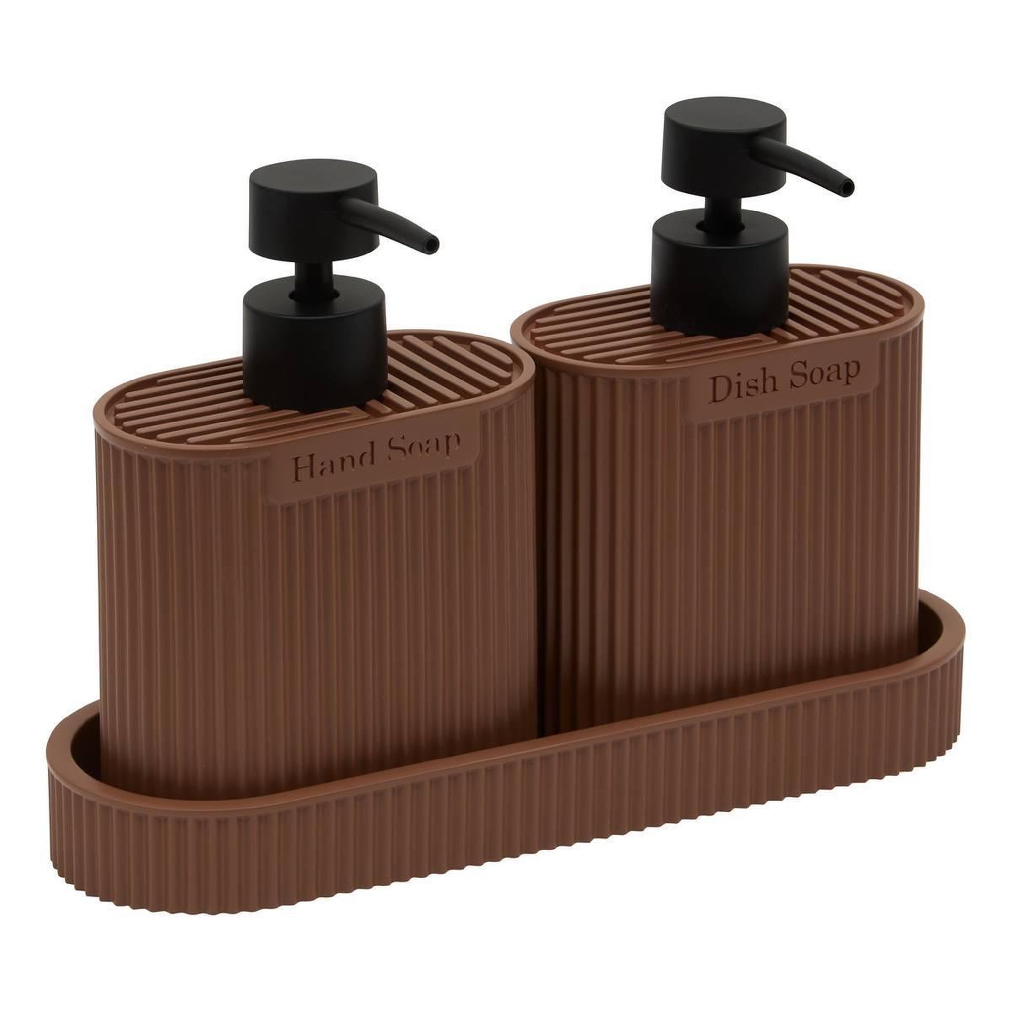 FIVE Lot de 2 distributeurs de savon  terra  24cm marron