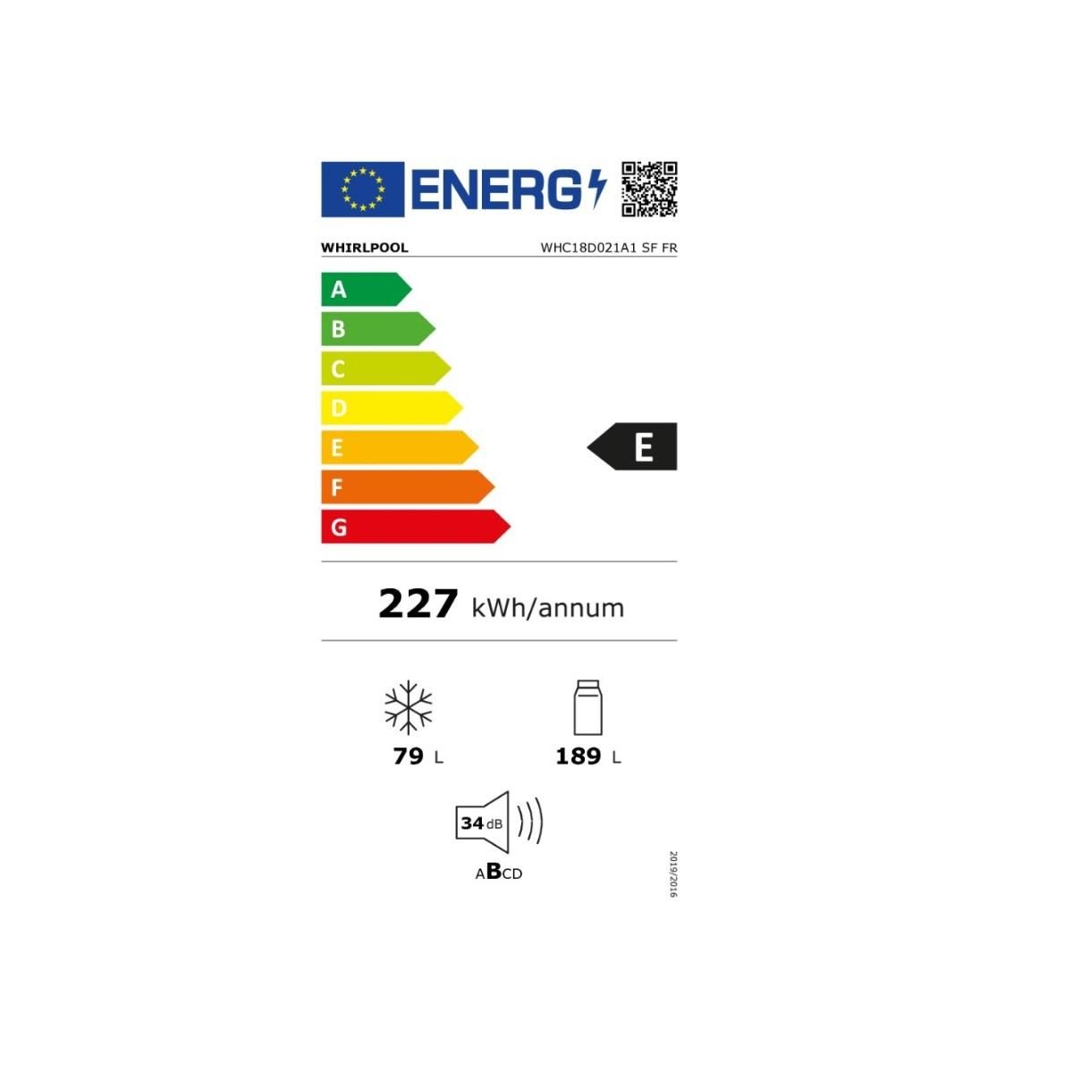 Whirlpool Réfigérateur combiné intégrable à glissières 268l statique - WHC18D021A1SFFR