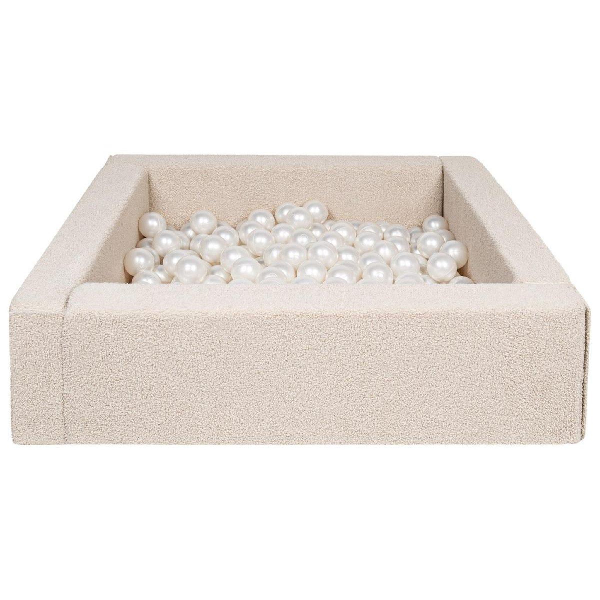 VELINDA Piscine à balles carrée en boucle + 200 balles, 5 éléments — cappuccino/perle