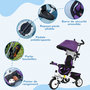 Voir la diapositive 5 : HOMCOM Tricycle enfant évolutif pare-soleil pliable canne télescopique amovible acier violet