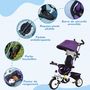 Voir la diapositive 5 : HOMCOM Tricycle enfant évolutif pare-soleil pliable canne télescopique amovible acier violet