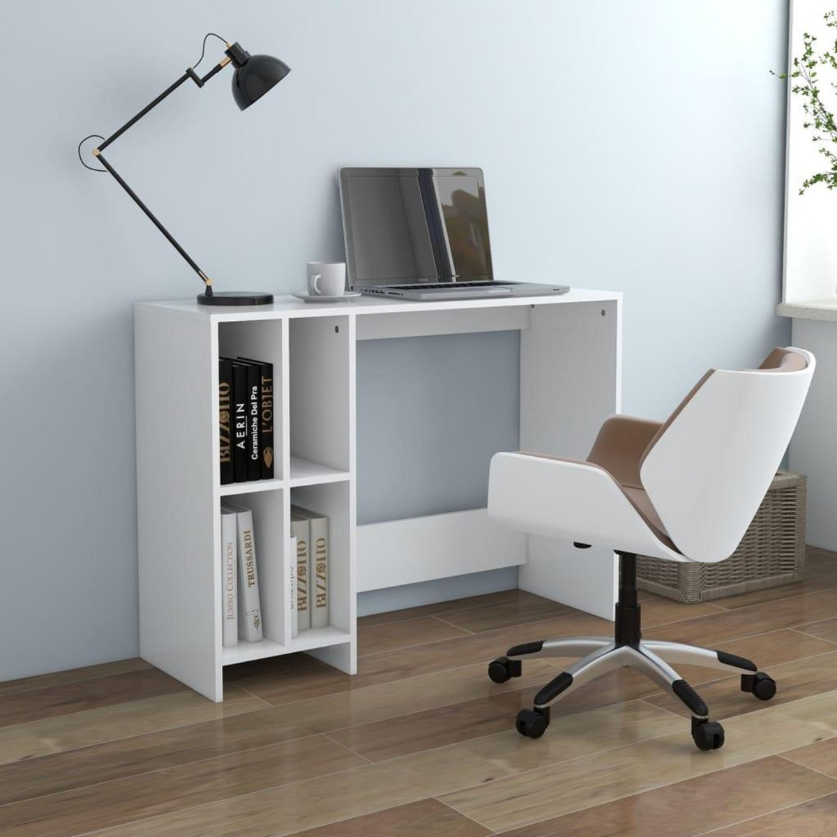 VIDAXL Bureau d'ordinateur portable blanc bois d'ingenierie