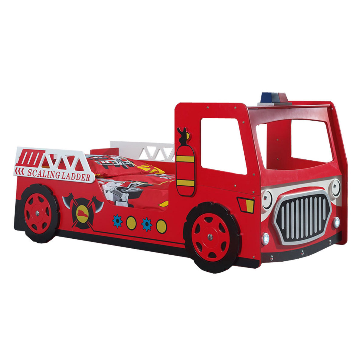 Lit enfant voiture camion POMPIER 90X200cm+leds