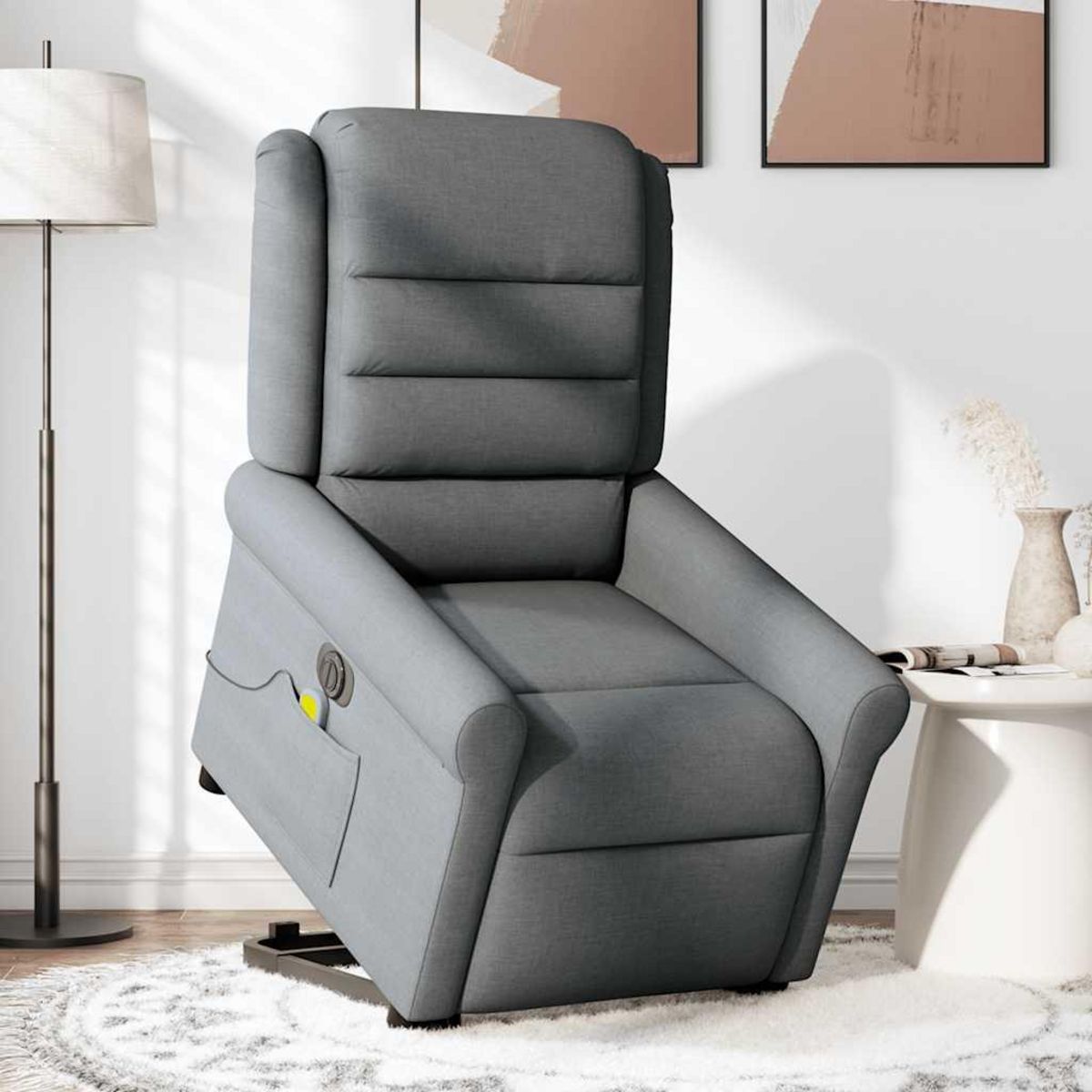 VIDAXL Fauteuil inclinable de massage electrique Gris fonce Tissu