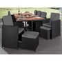 Voir la diapositive 2 : BEST MOBILIER Cuba - salon de jardin encastrable 12 places - en résine tressée - noir avec coussins gris + housse de protection