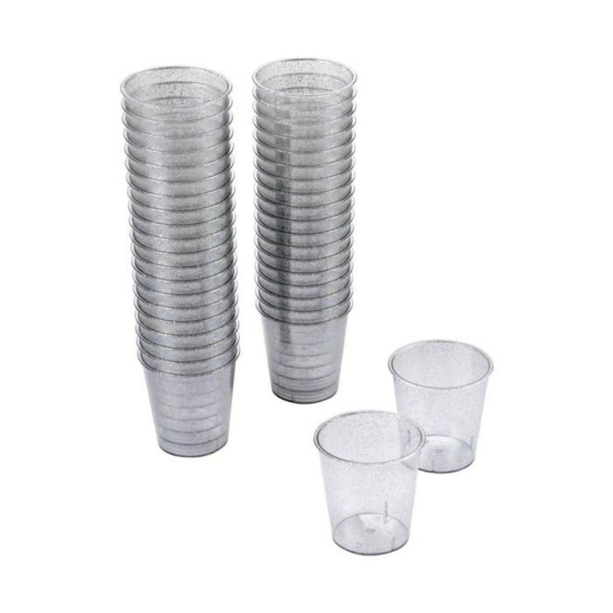 Paris Prix Lot de 40 Verrines en Plastique Réutilisable  Paillettes  3cl Argent