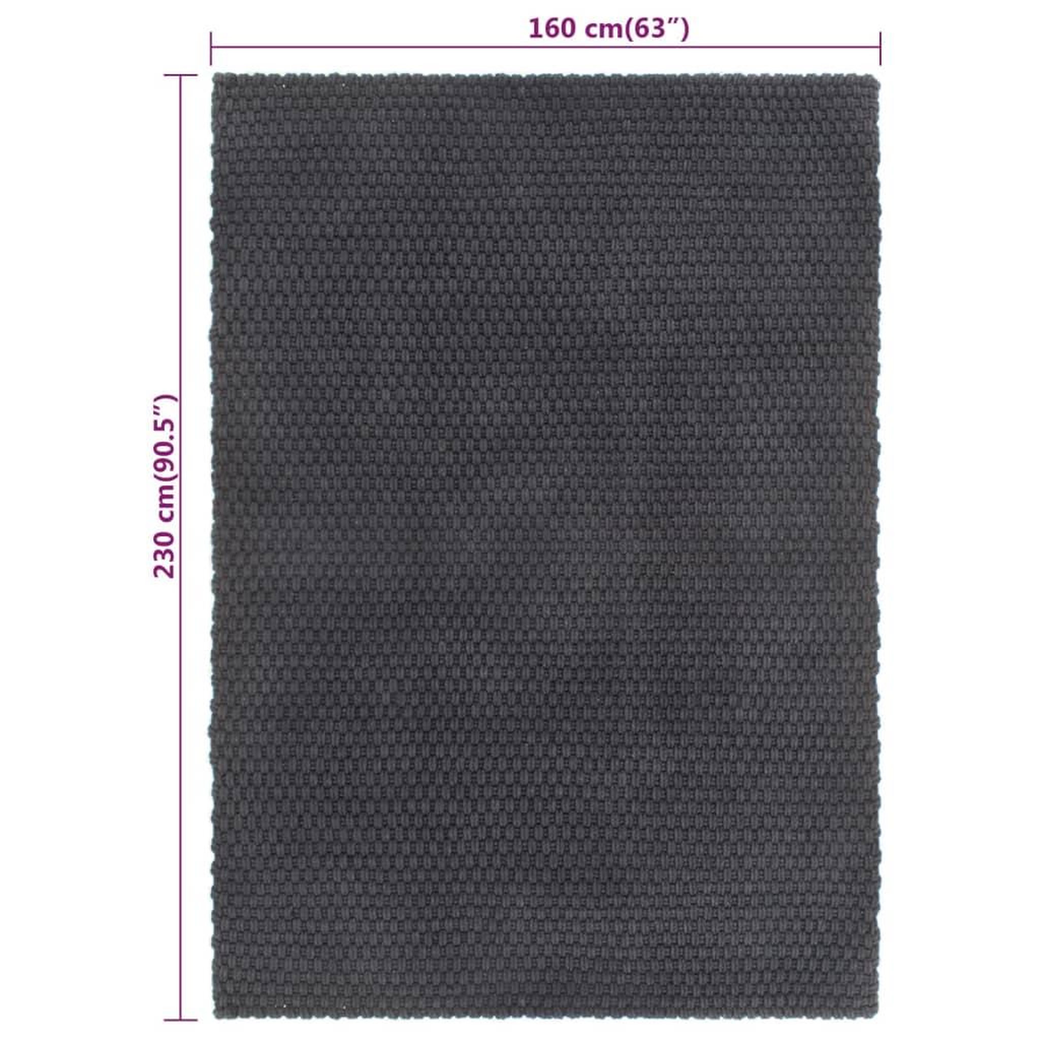 Voir la diapositive 6 : VIDAXL Tapis rectangulaire Anthracite 160x230 cm Coton