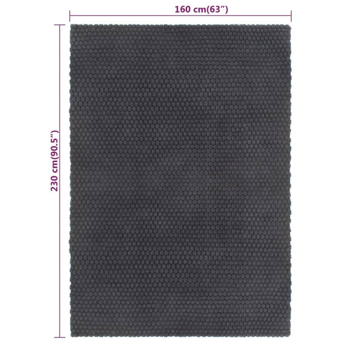 VIDAXL Tapis rectangulaire Anthracite 160x230 cm Coton