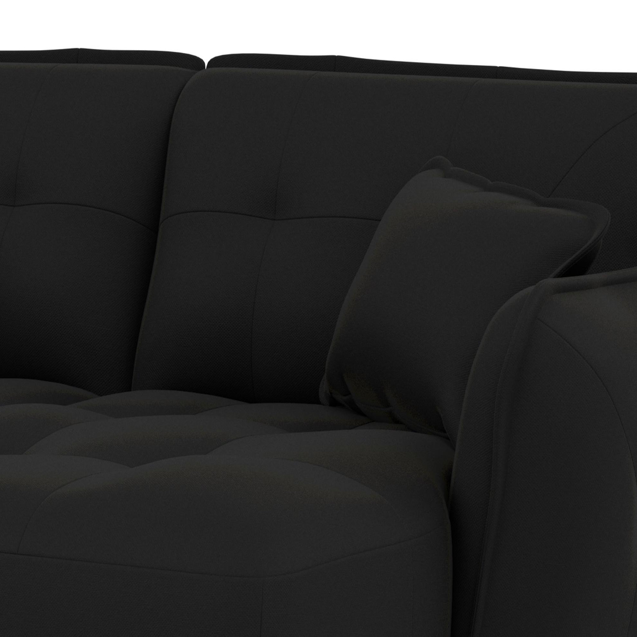 Voir la diapositive 6 : BEST MOBILIER Thais - canapé droit 4 places avec double méridienne assise profonde en tissu texturé