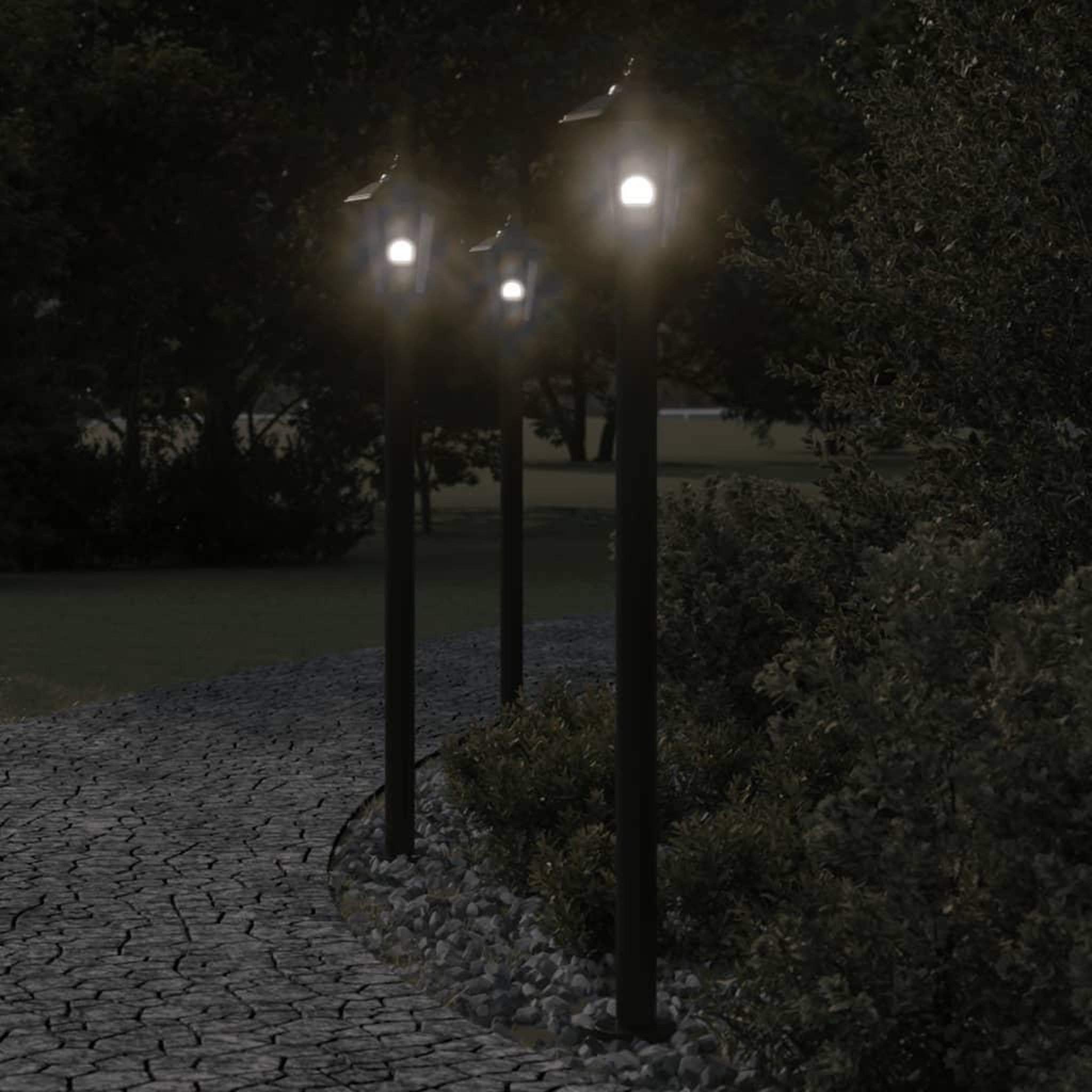 VIDAXL Lampadaires d'exterieur 3 pcs noir 120 cm acier inoxydable