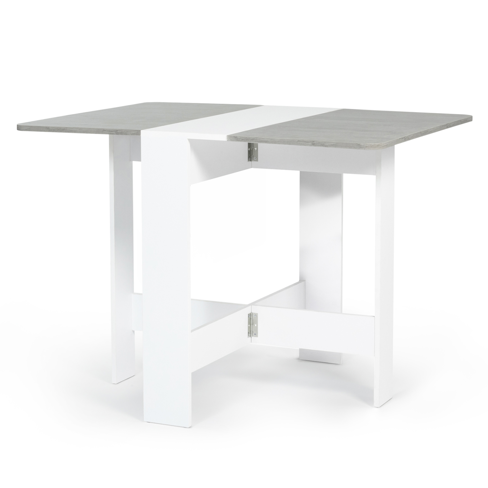 ID MARKET Table console pliable edi 2-4 personnes blanche plateau effet béton 103 x 76 cm