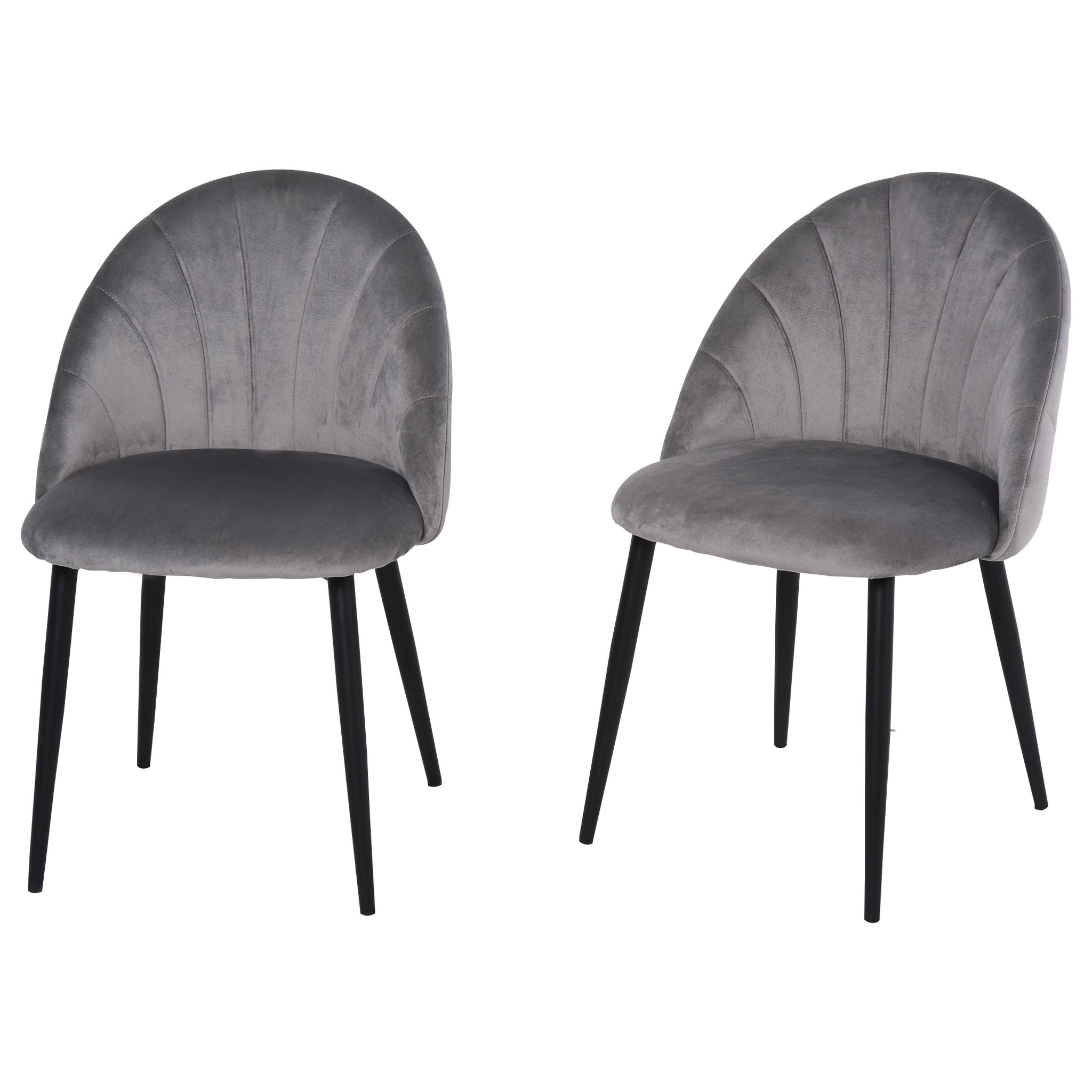 Voir la diapositive 1 : HOMCOM Lot de 2 chaises velours gris pieds métal noir dim. 52L x 54l x 79H cm