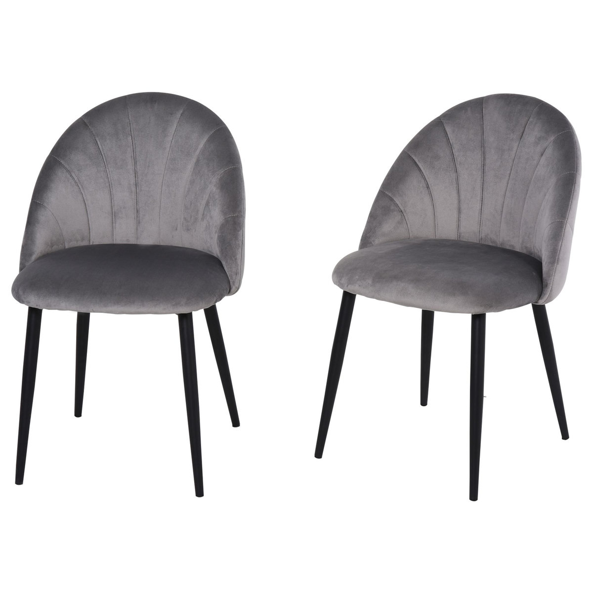HOMCOM Lot de 2 chaises velours gris pieds métal noir dim. 52L x 54l x 79H cm