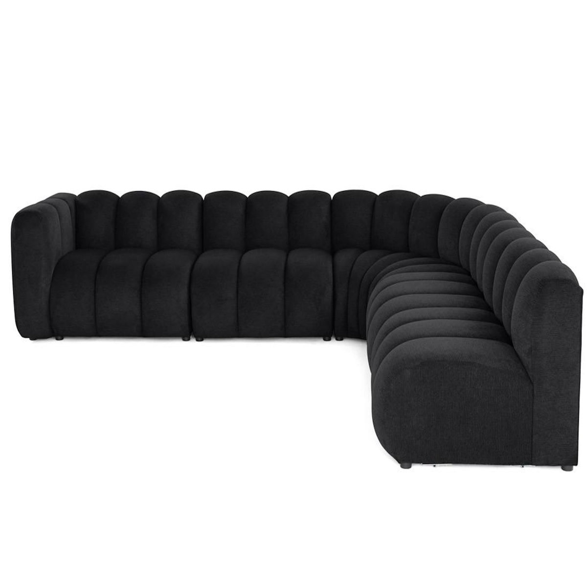 LISA DESIGN Debbie - canapé modulable d'angle droit 5 places en tissu texturé