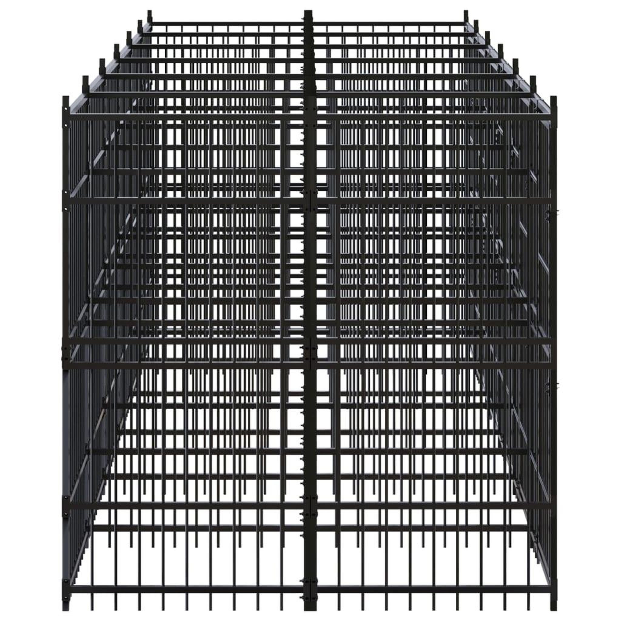 Voir la diapositive 3 : VIDAXL Chenil d'exterieur pour chiens Acier 11,06 m²