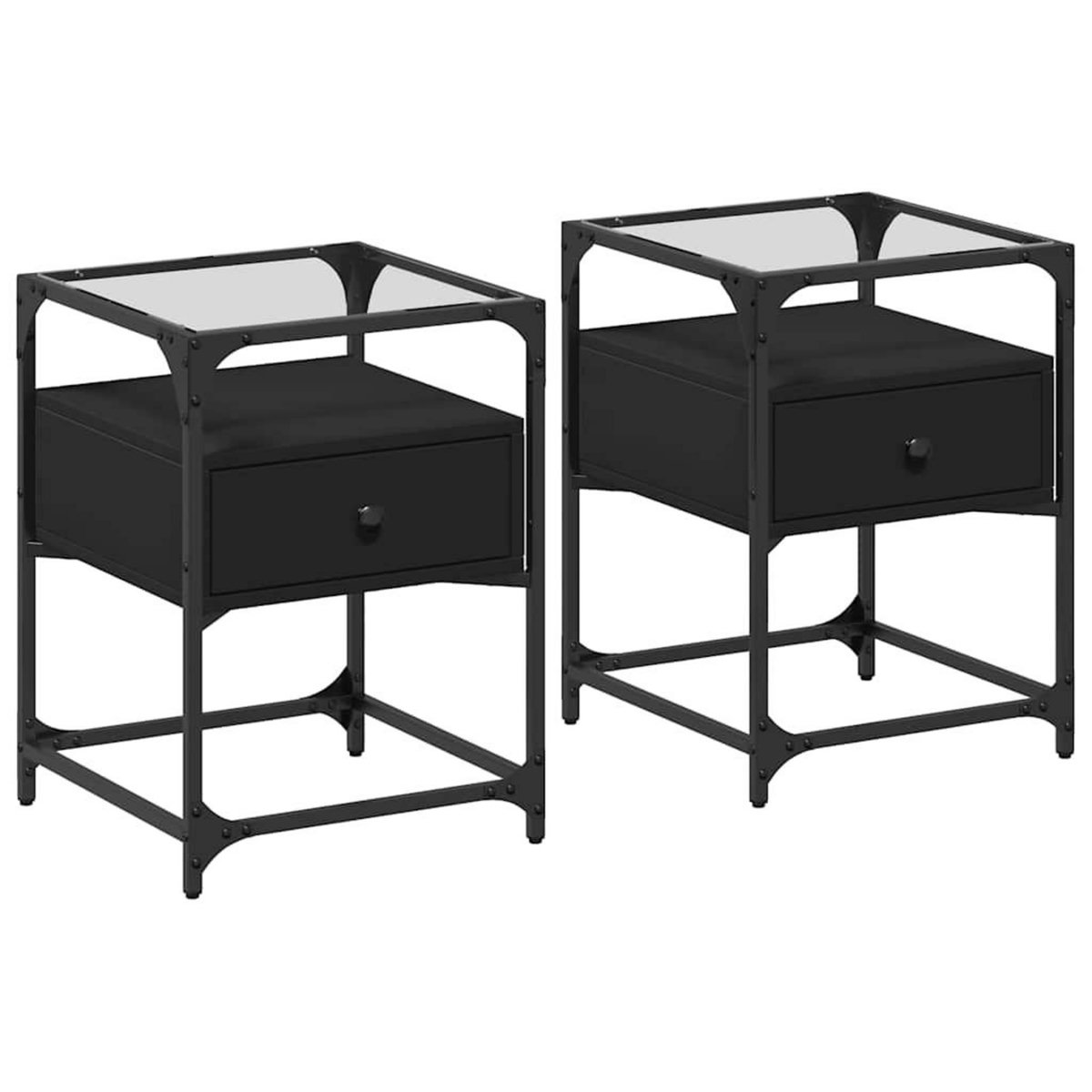 VIDAXL Tables de chevet 2 pcs noir 40x40x55 cm bois d'ingenierie