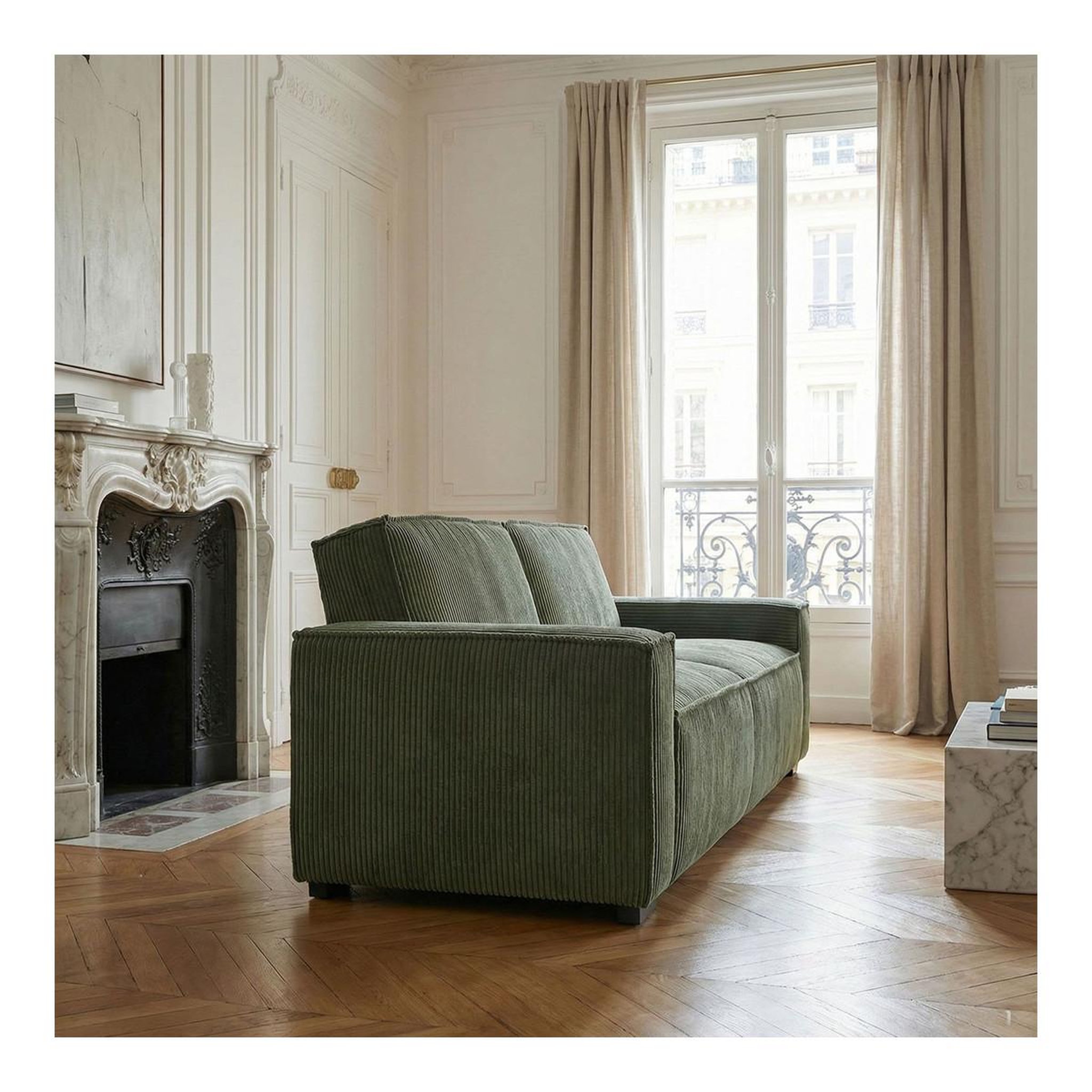 Voir la diapositive 6 : Paris Prix Canapé convertible 3 places velours  dudley  230cm vert
