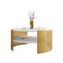 Voir la diapositive 2 : BEST MOBILIER Cruz - table basse ronde - effet marbre blanc et doré - 75 cm