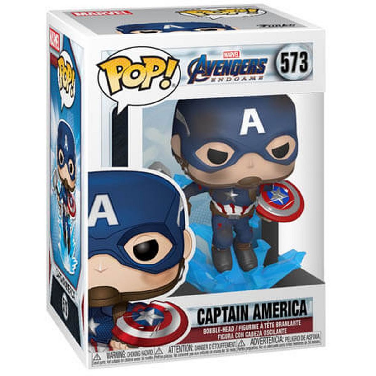 Figurine Pop Captain America avec Bouclier cassé et Mjolnir Marvel