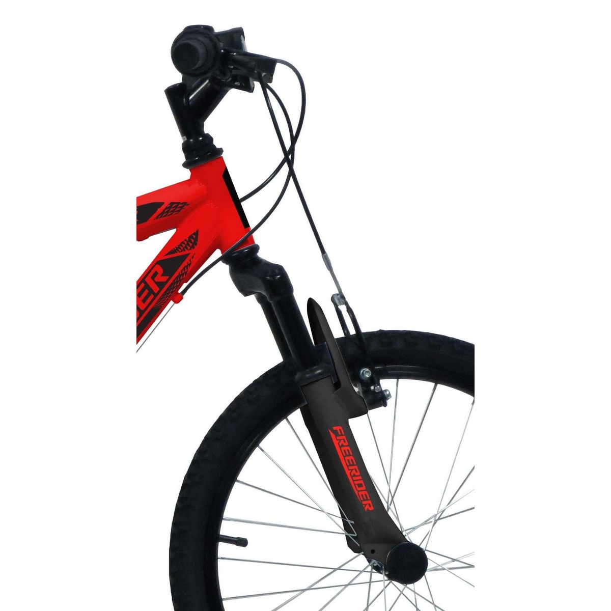 Vélo enfant (120/140 cm) - VTT 20'' Tout Suspendu   Twister   - Fourche télescopique - Cadre suspendu acier - 6 Vitesses  - Dérailleur Shimano TY21 - Frein V-Brake et Jantes en aluminium