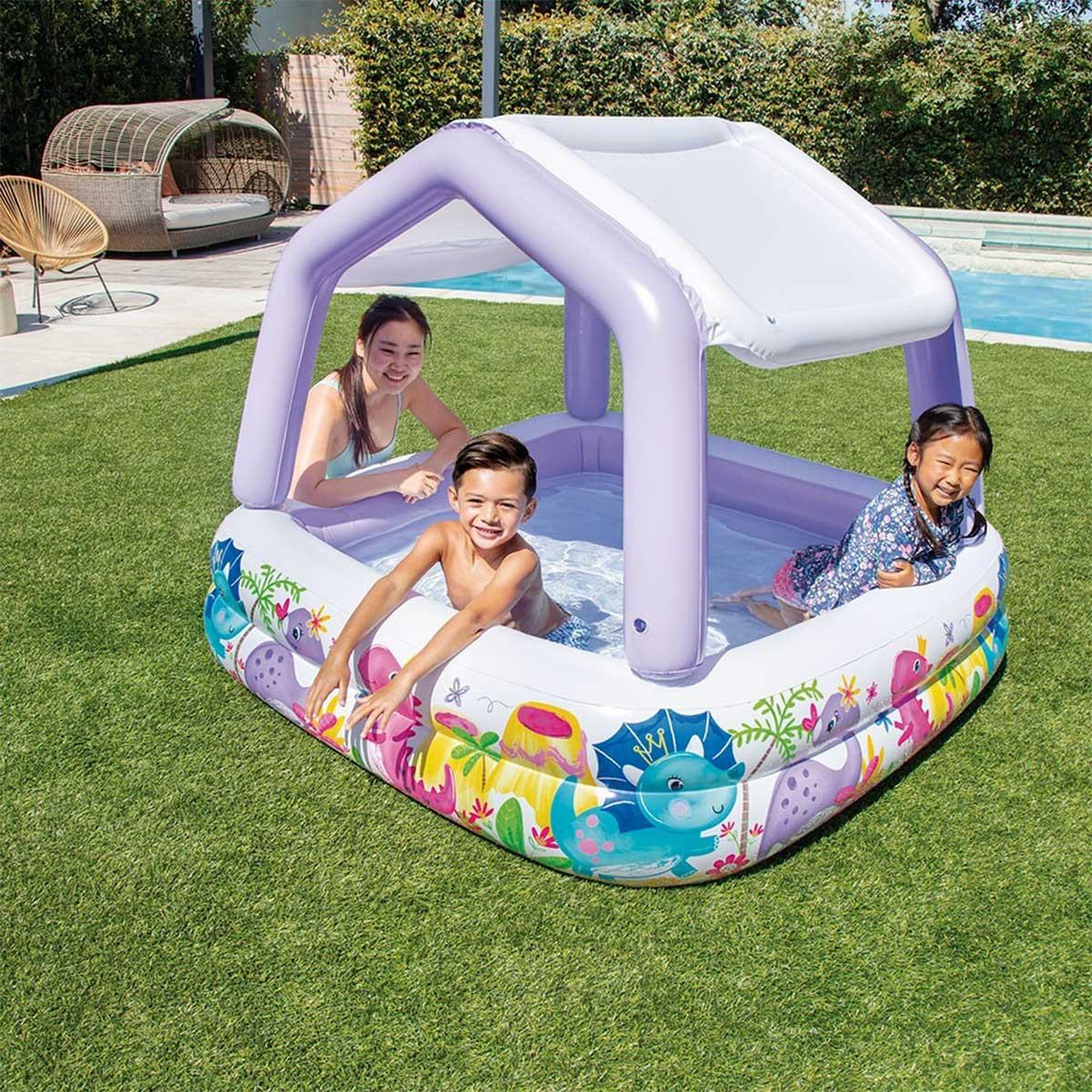 Voir la diapositive 3 : INTEX Piscine gonflable  pare-soleil' 157cm violet