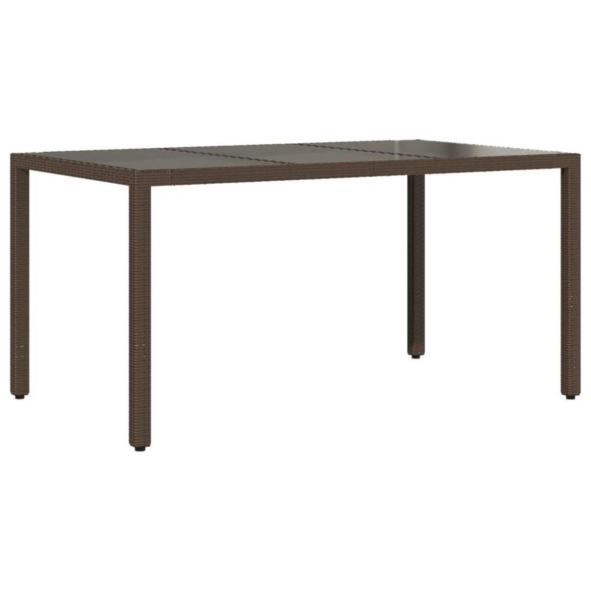 VIDAXL Table de jardin avec dessus en verre marron resine tressee