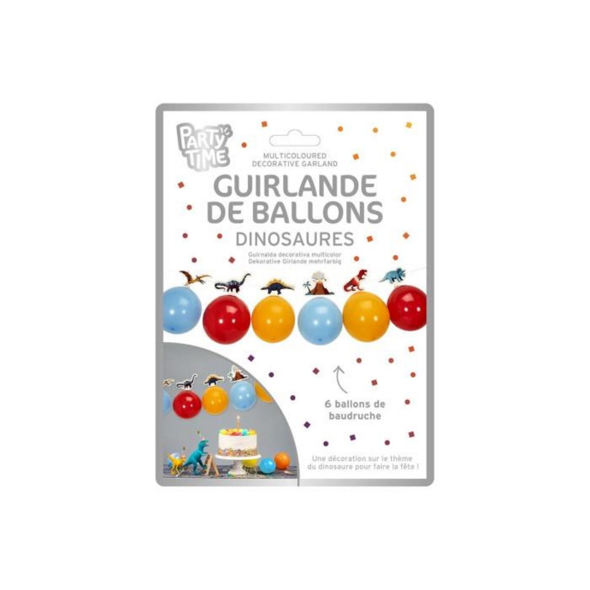 Paris Prix Guirlande de Ballons  Dinosaure  25cm Multicolore