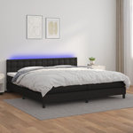 VIDAXL Sommier a lattes de lit avec matelas et LED Noir 200x200cm