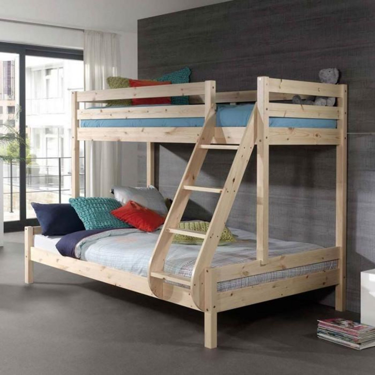 Paris Prix Lit Superposé Triple  Pino  140x200cm Naturel