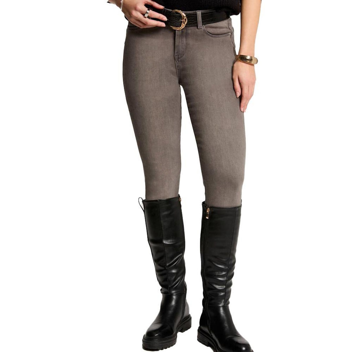 MORGAN Jean Slim Gris/é Femme Morgan POM