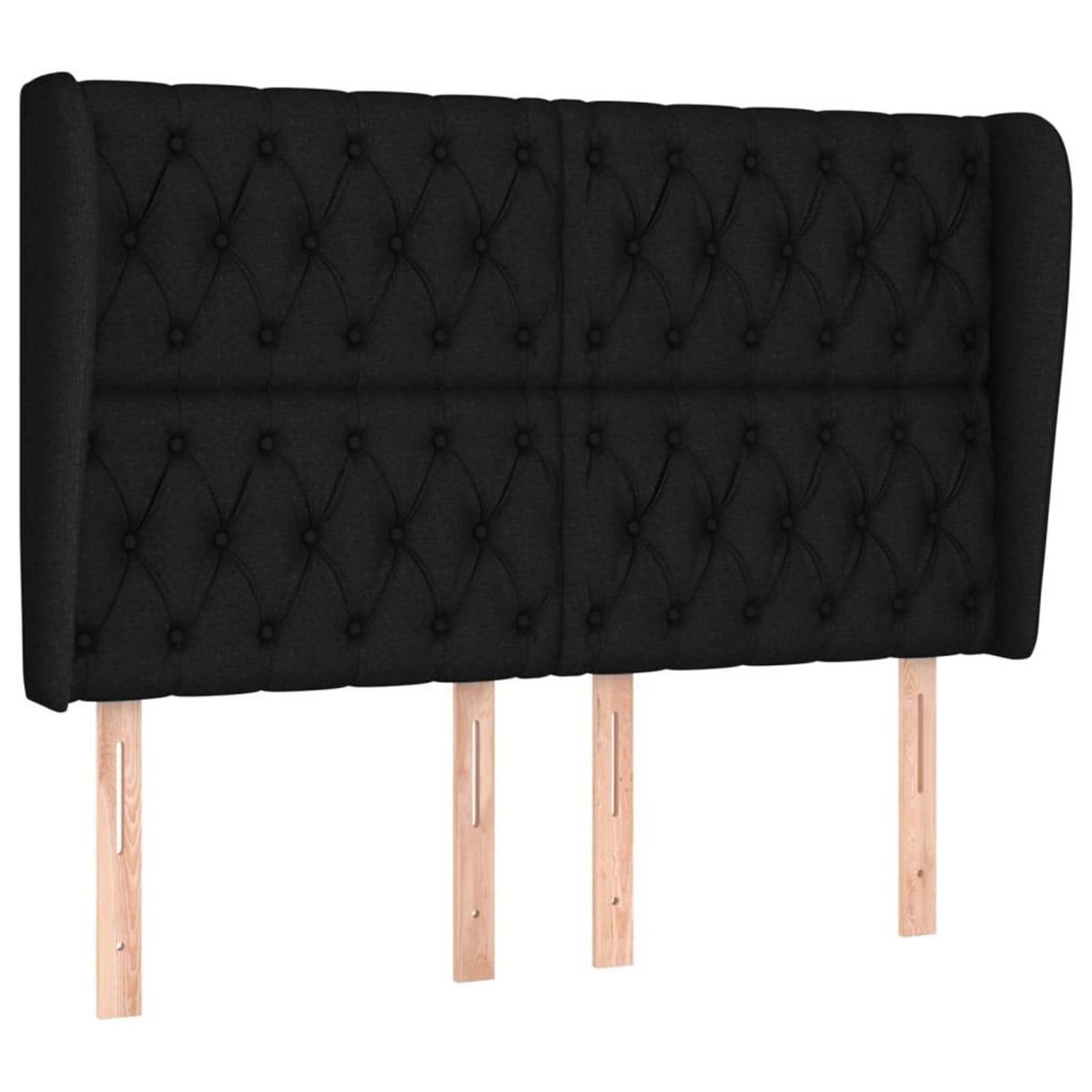 VIDAXL Tete de lit avec oreilles Noir 147x23x118/128 cm Tissu