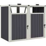 OUTSUNNY Abri poubelles double - cache poubelles 2 x 240L - portes, couvercles - tôle acier ondulé blanc gris