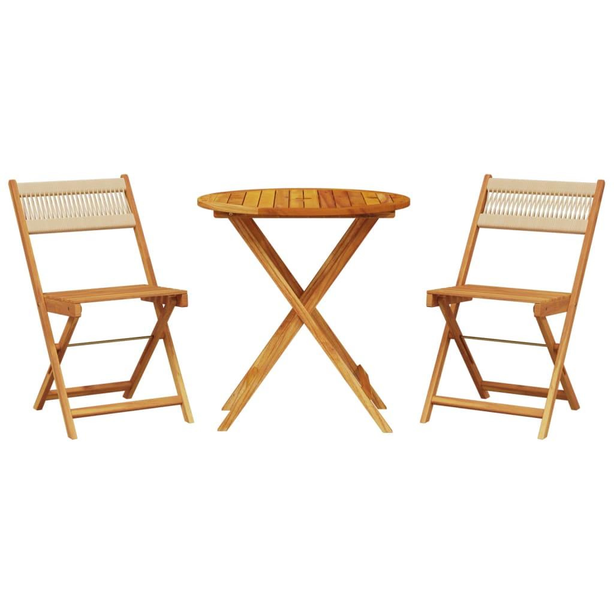Voir la diapositive 2 : VIDAXL Ensemble de bistro 3 pcs beige polypropylene et bois massif