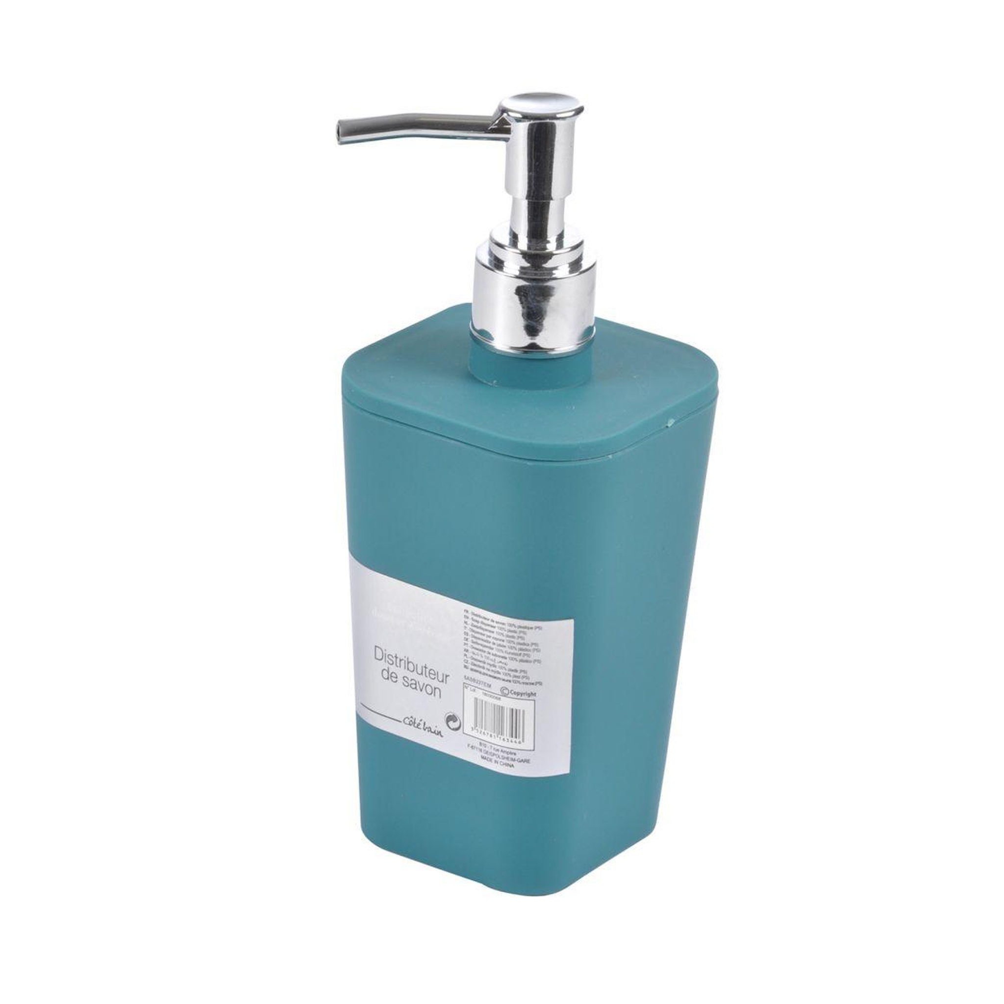 Voir la diapositive 2 : Douceur d'Intérieur Distributeur de savon soft touch  vitamine ii  17cm bleu émeraude