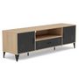Voir la diapositive 2 : BEST MOBILIER Tribeca - meuble tv - effet bois et métal noir - 2 portes et 1 tiroir - 160 cm