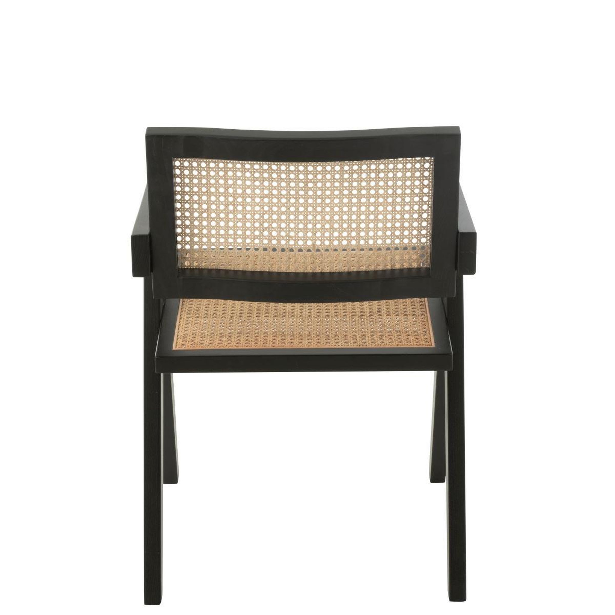 Voir la diapositive 4 : J-LINE Chaise cannage en bois  grid  80cm noir