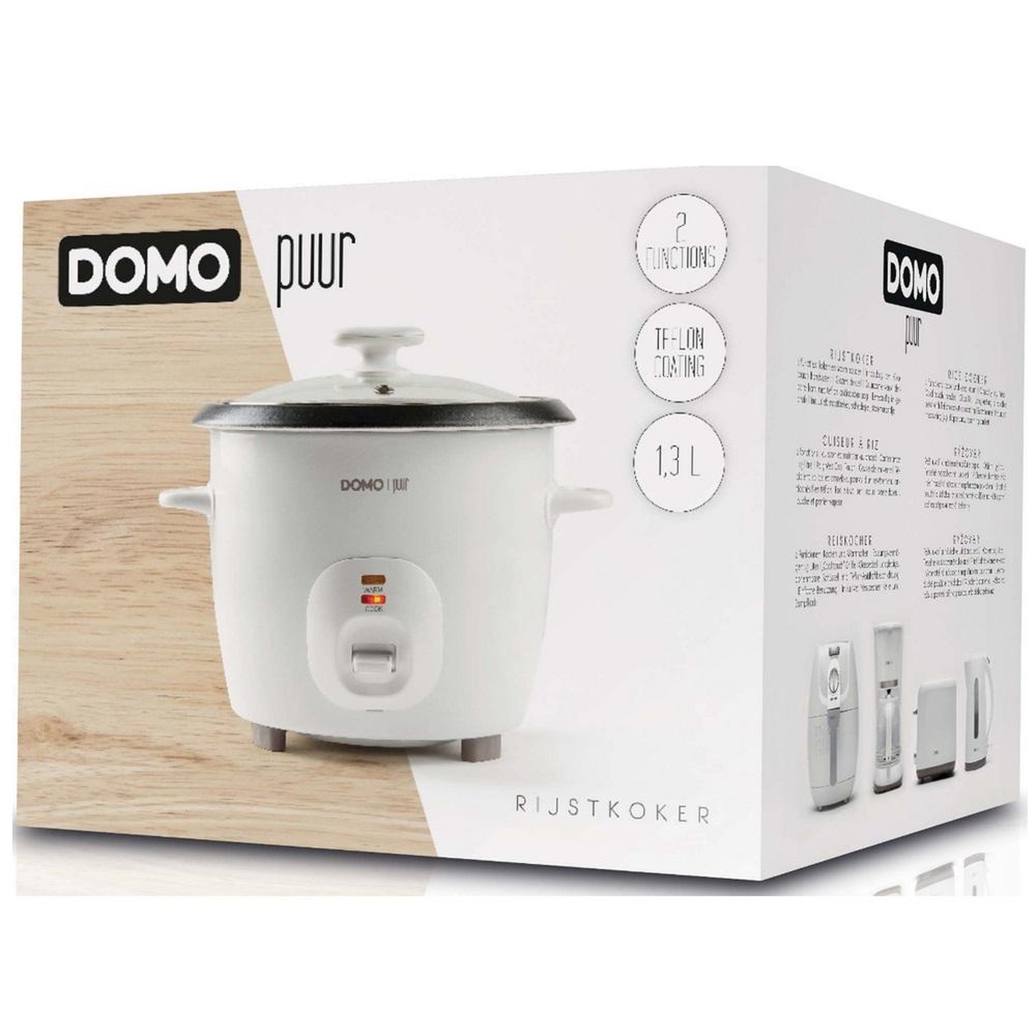 Voir la diapositive 3 : Domo Cuiseur à riz 1.3l 536w avec panier vapeur blanc - do9176rk