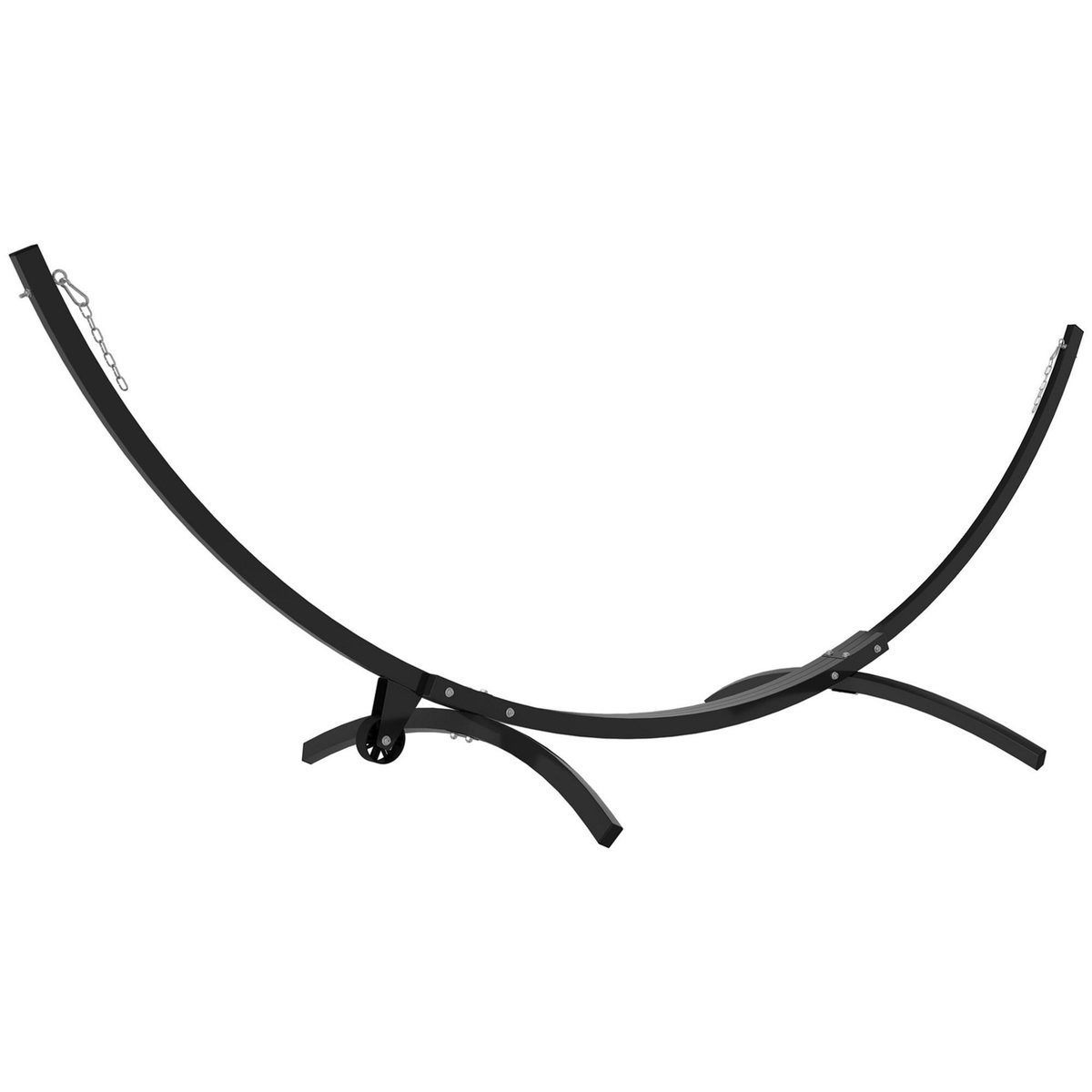 OUTSUNNY Support de hamac en métal avec roue de déplacement max. 150 Kg - chaînes, mousquetons - métal noir
