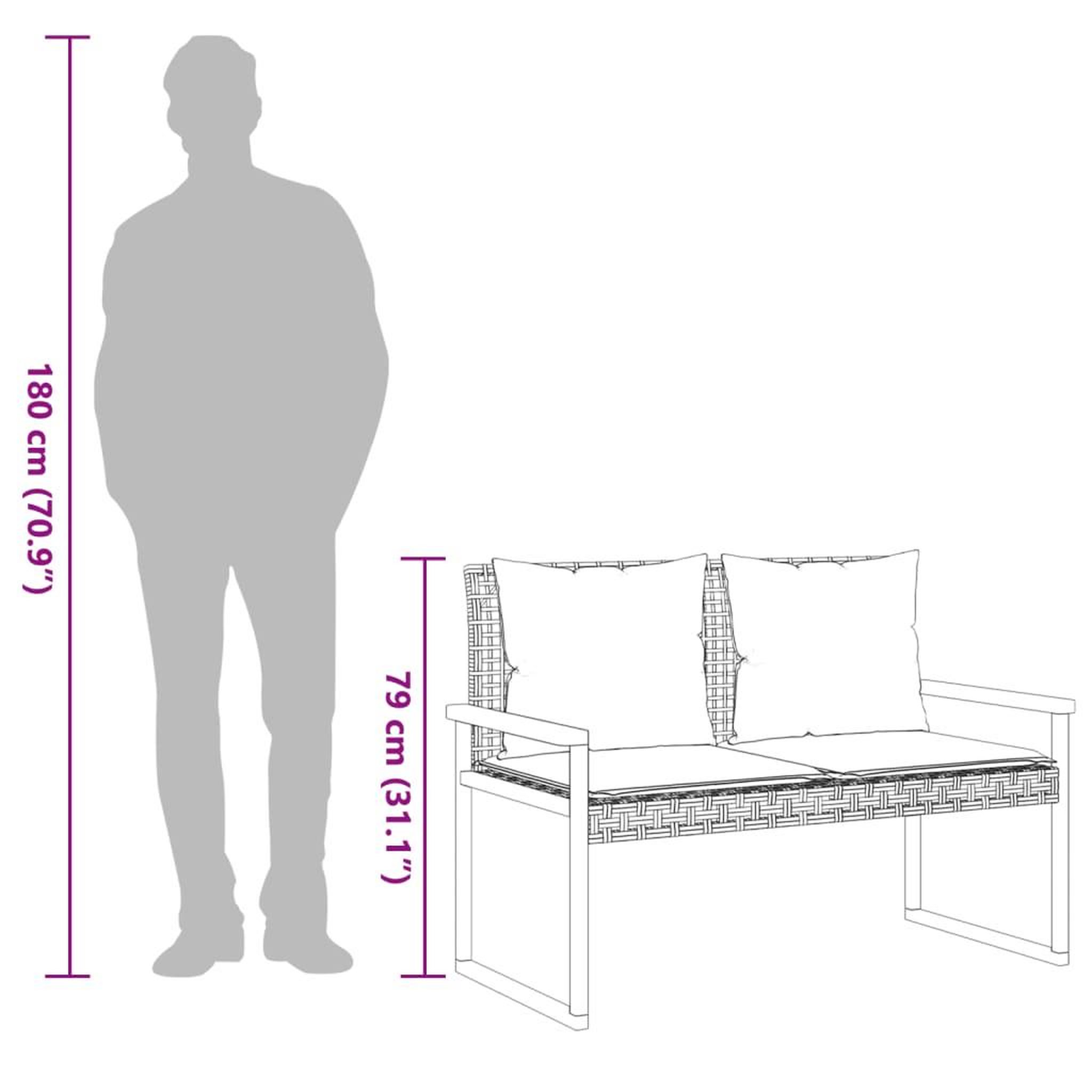 Voir la diapositive 6 : VIDAXL Banc de jardin avec coussin melange beige resine tressee acacia