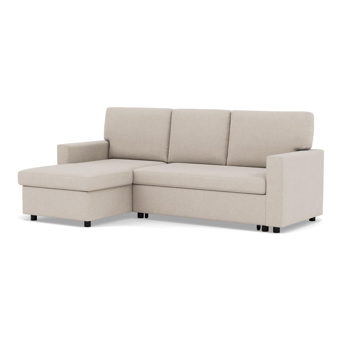 BEST MOBILIER Meiya - canapé d'angle réversible 4 places convertible avec coffre en tissu