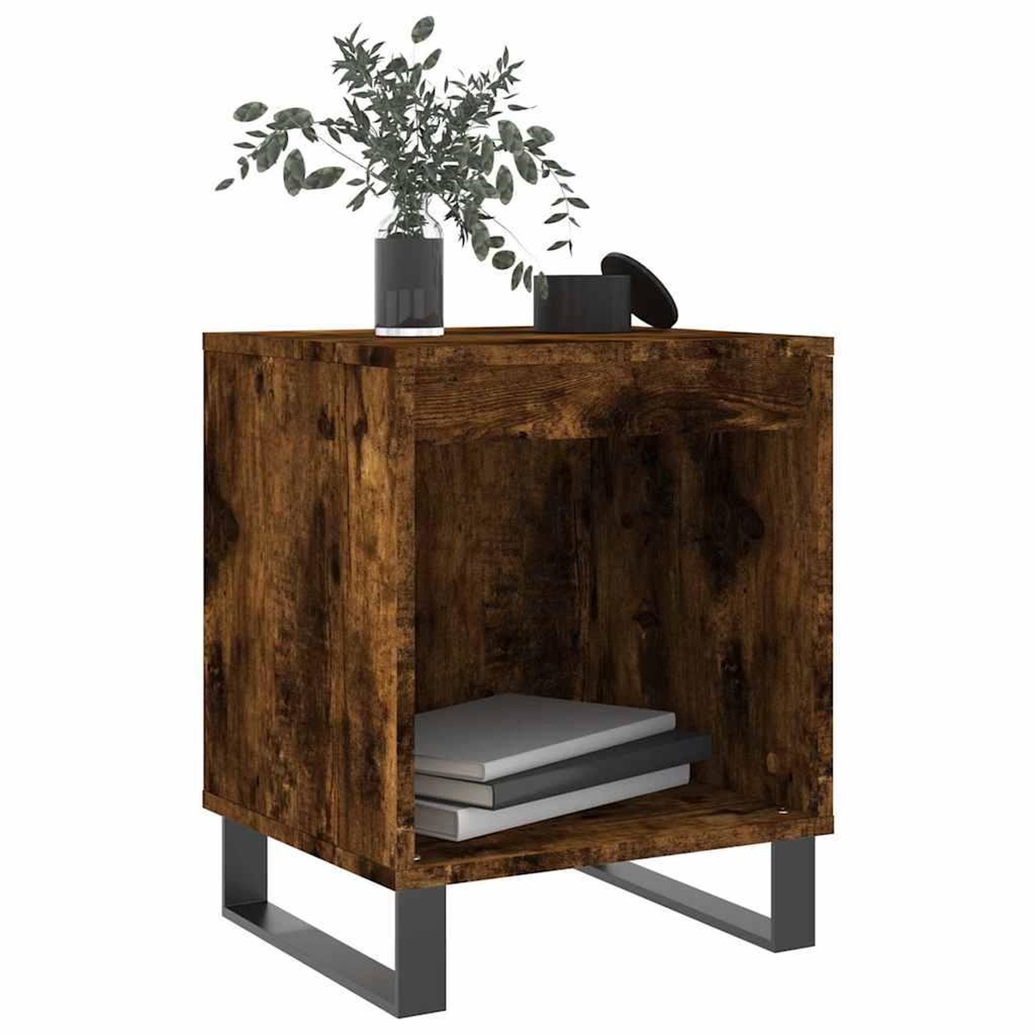 Voir la diapositive 3 : VIDAXL Table de chevet chene fume 40x35x50 cm bois d'ingenierie