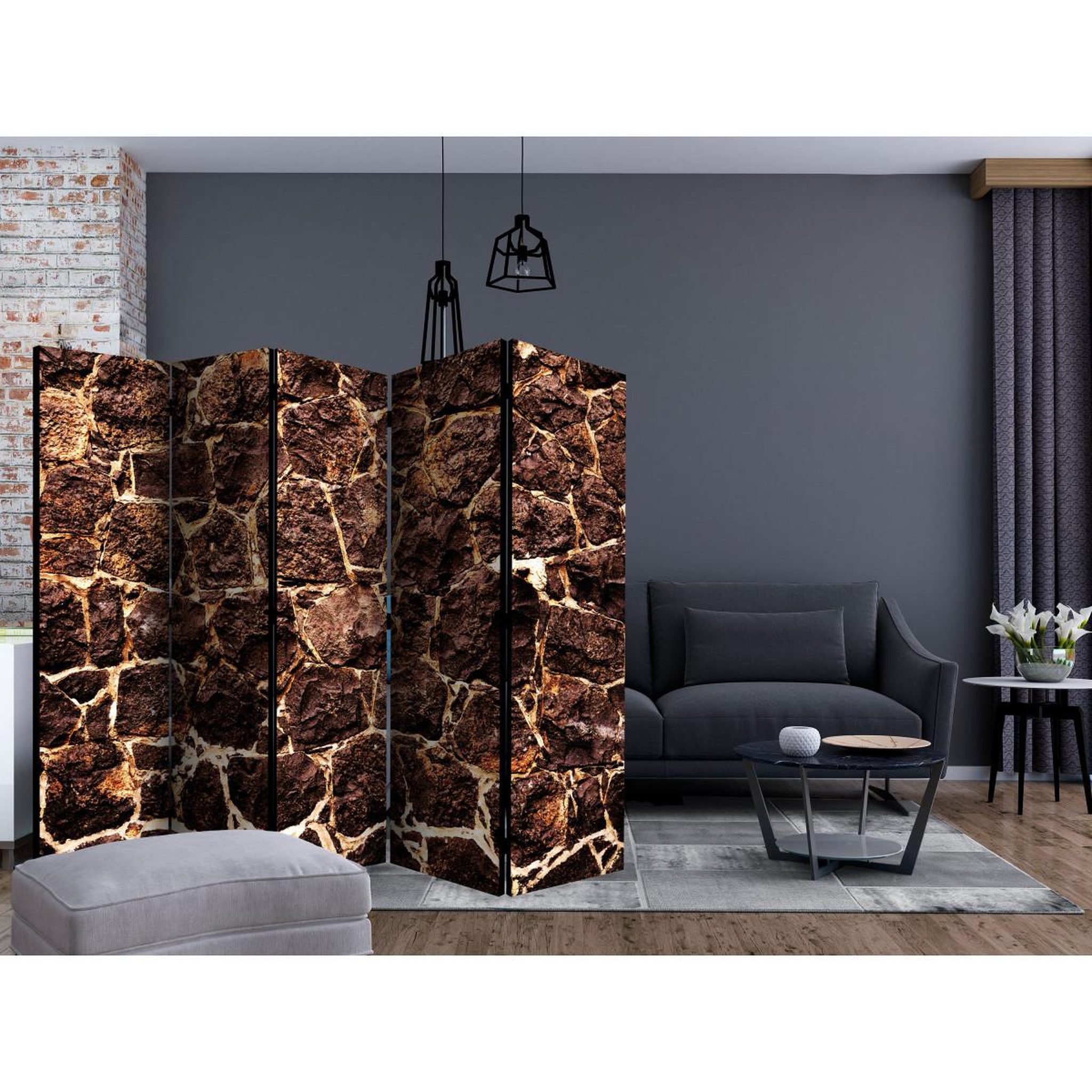 Voir la diapositive 2 : Paris Prix Paravent 5 volets  brown cave  172x225cm