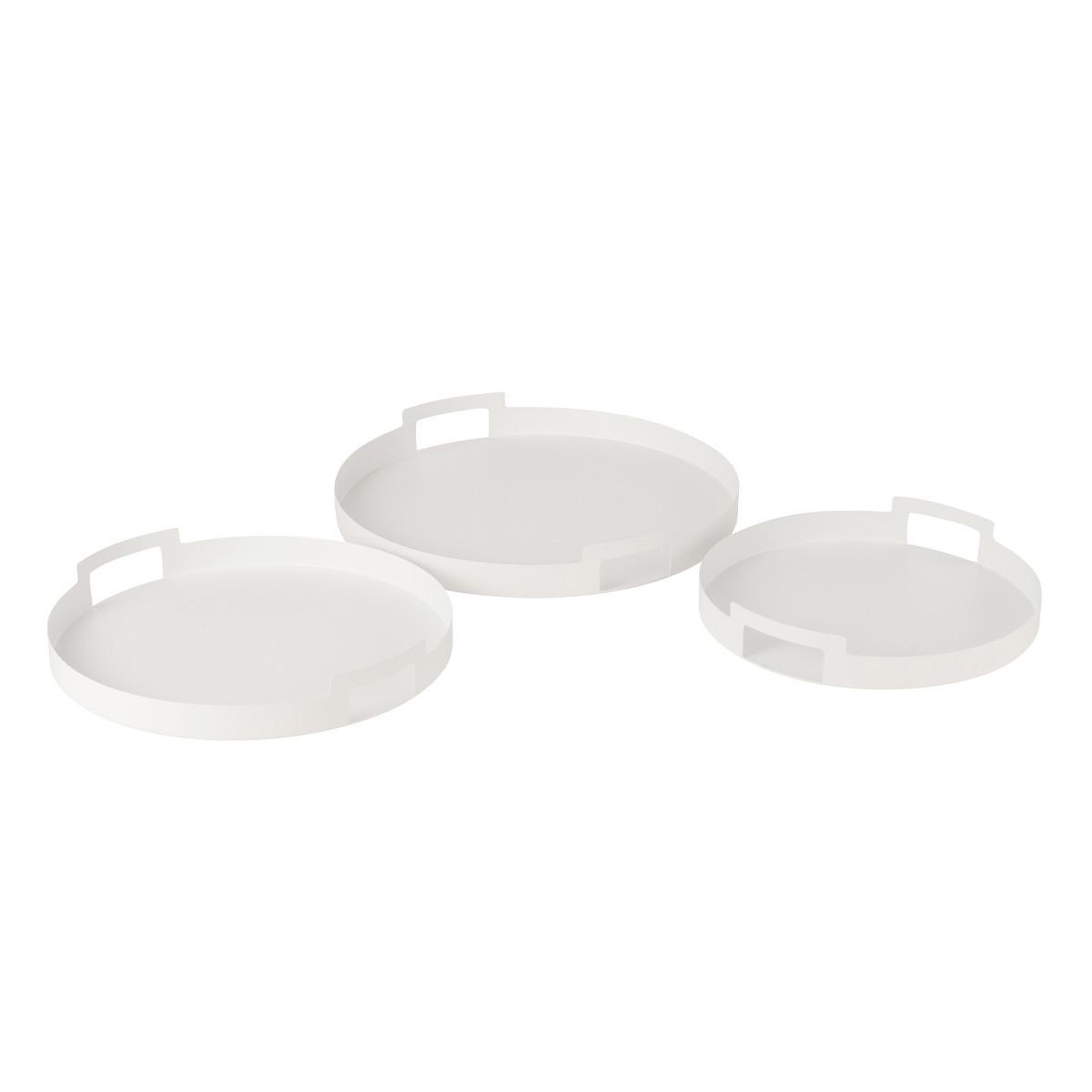 J-LINE Lot de 3 plateaux en métal  mathew  45cm blanc