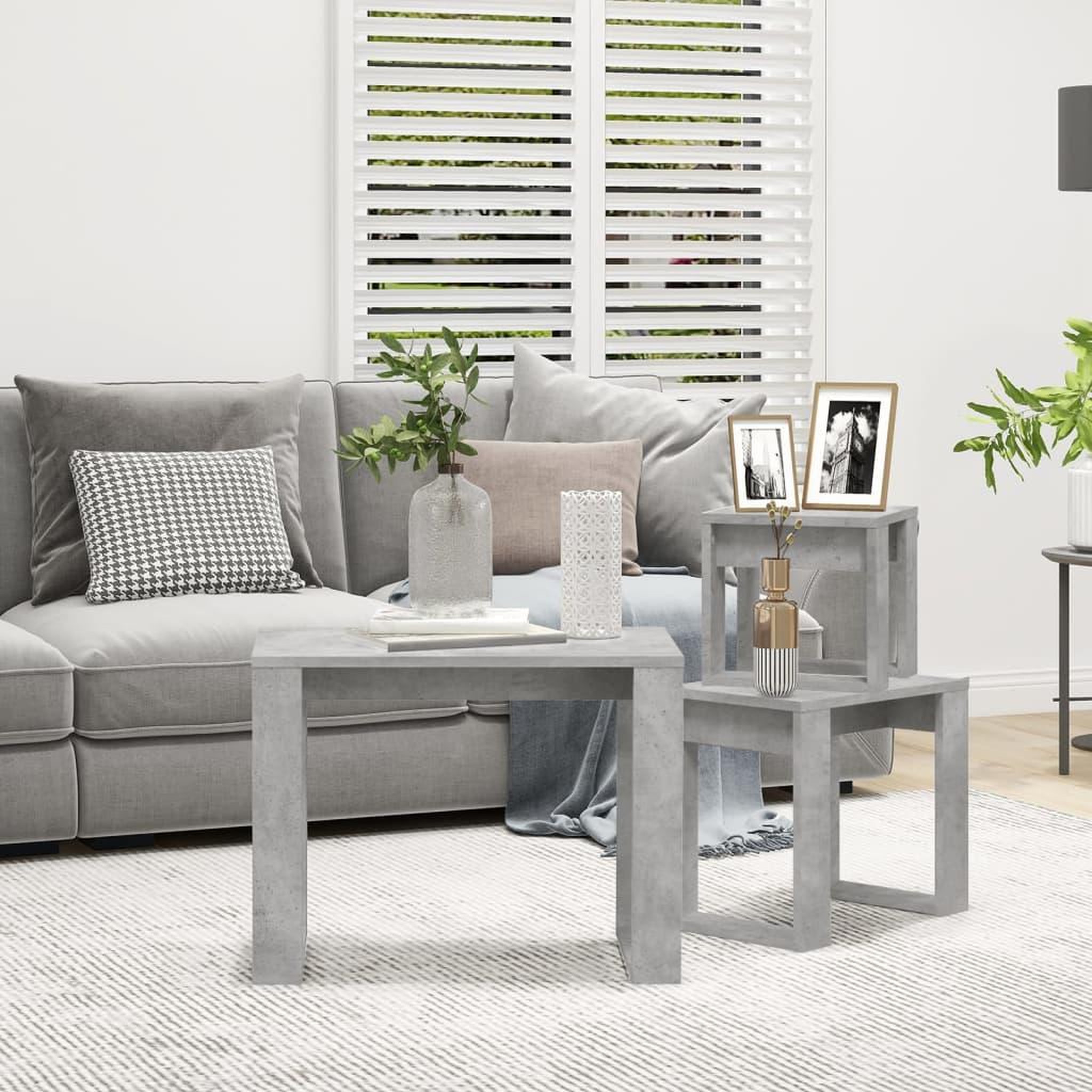 Voir la diapositive 3 : VIDAXL Tables gigognes 3 pcs Gris beton Bois d'ingenierie