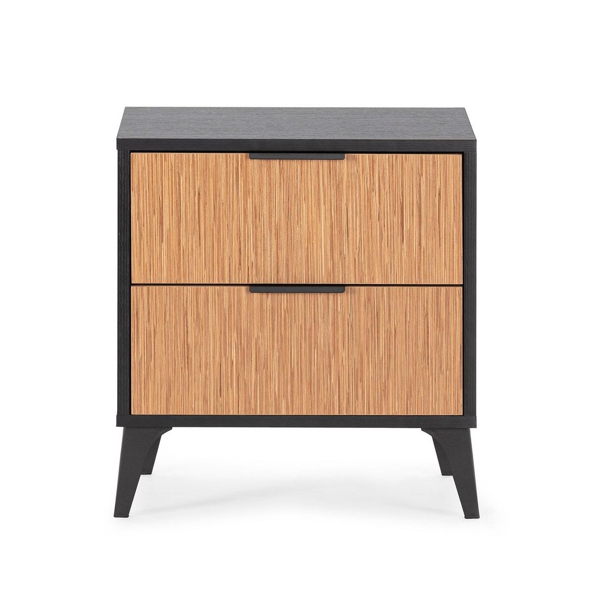 VS VENTA-STOCK Table de chevet Denis 2 tiroirs couleur Noir/Bois