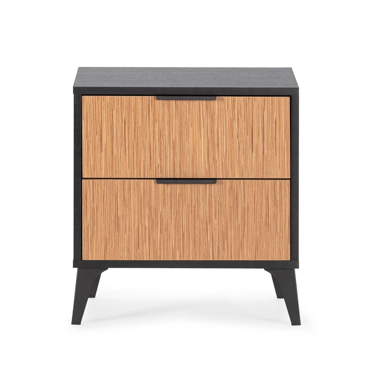 VS VENTA-STOCK Table de chevet Denis 2 tiroirs couleur Noir/Bois