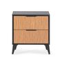 Voir la diapositive 4 : VS VENTA-STOCK Table de chevet Denis 2 tiroirs couleur Noir/Bois