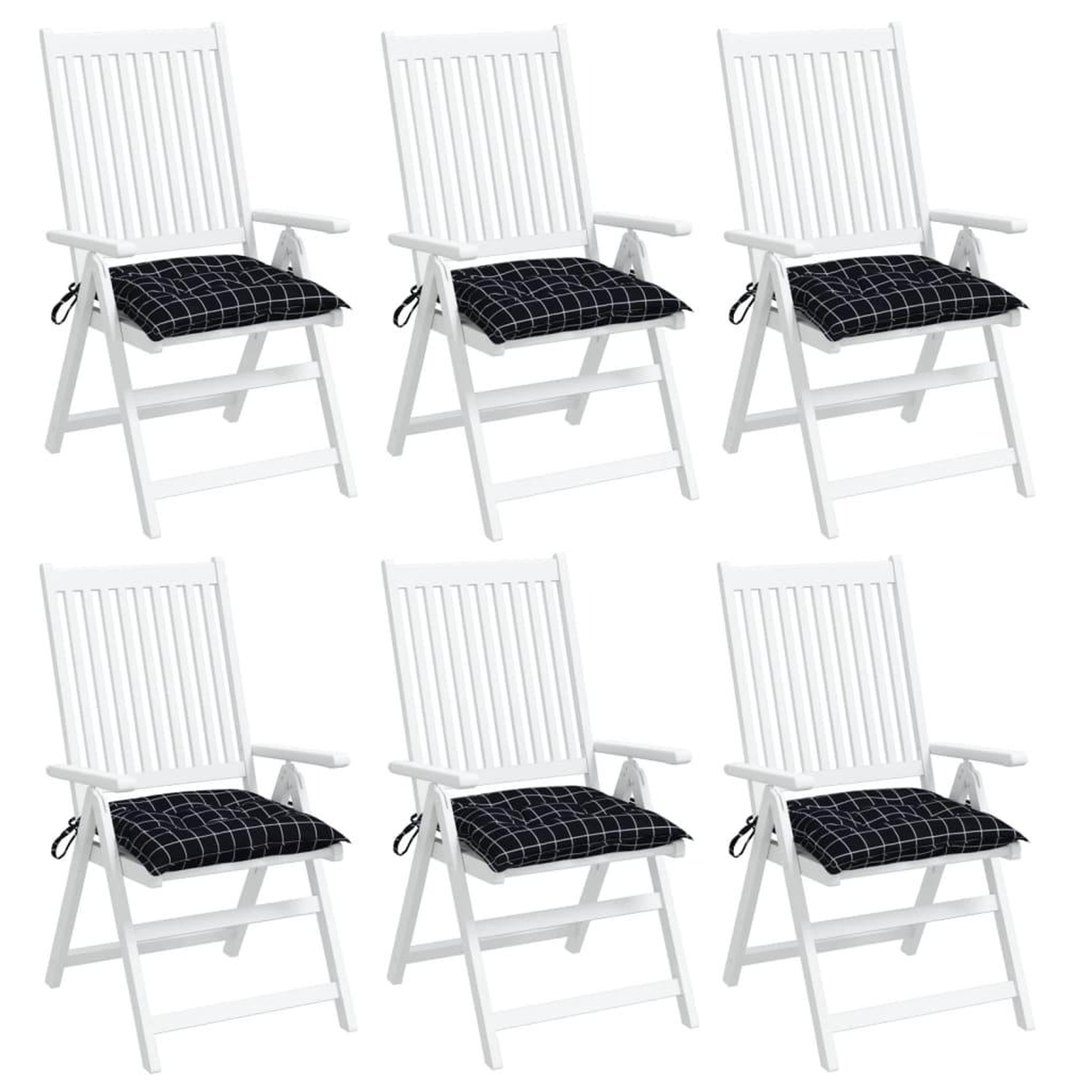 Voir la diapositive 4 : VIDAXL Coussins de chaise lot de 6 carreaux noir 50x50x7 cm